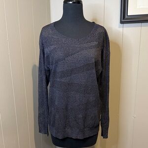 Berenice Paris Women’s Medium Elegant Charcoal Crew Neck See Through Sweater